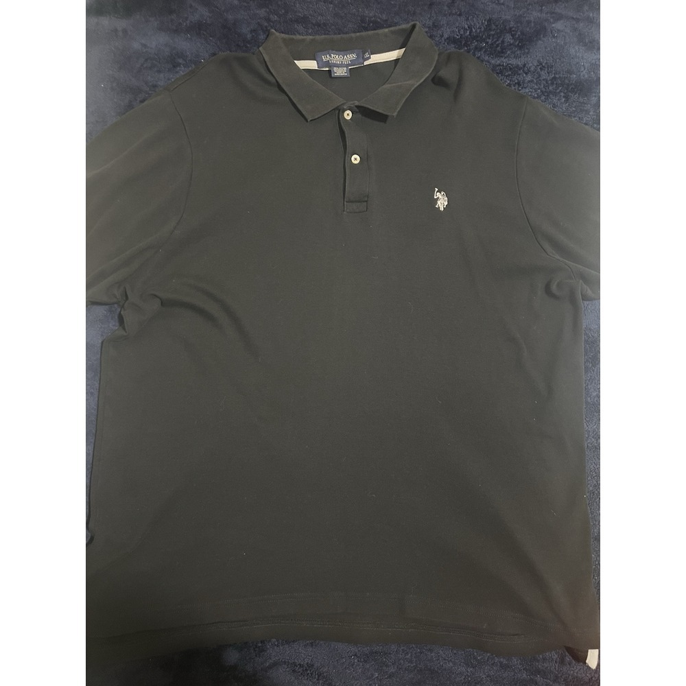 U.S. POLO ASSN. Luxury Feel Short Sleeve Polo Shirt Men Sz XXL Black 100% Cotton